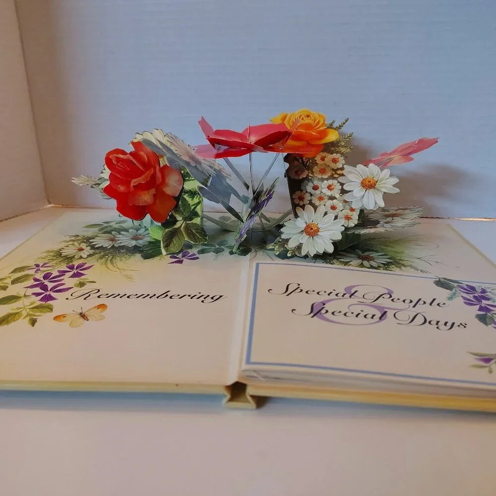 Vintage 90s Appointments and Special Days a Pop-Up Floral Bouquet Calendar Rose